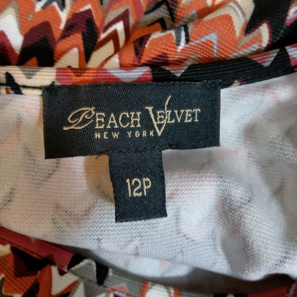 Peach Velvet Womens Dress 12P Multi Colored Pullover Career Formal Boho Stretchy - Picture 5 of 7